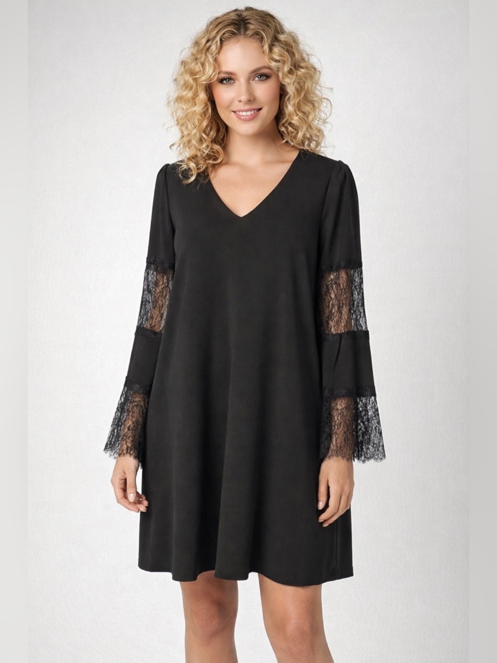 Rinascimento Black Dress with Lace Sleeve